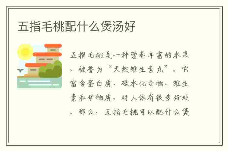 五指毛桃配什么煲汤好(五指毛桃配什么煲汤好喝)