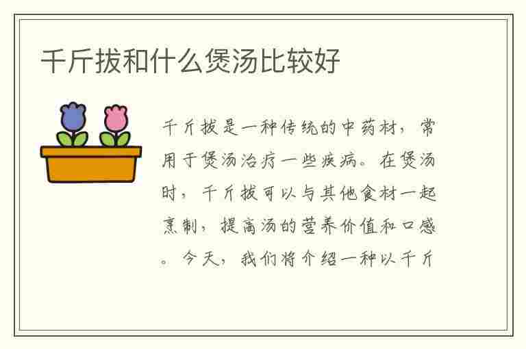 千斤拔和什么煲汤比较好