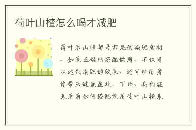 荷叶山楂怎么喝才减肥(荷叶山楂怎么喝才减肥效果)