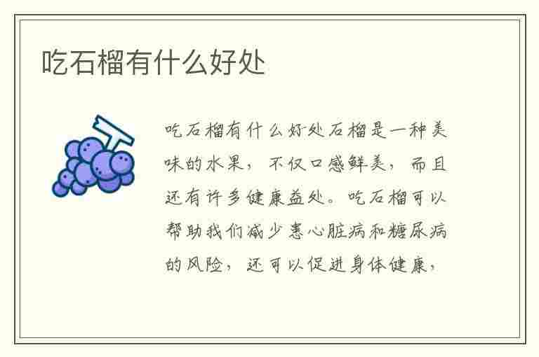 吃石榴有什么好处(吃石榴有什么好处和功效)