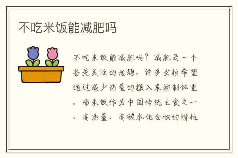 不吃米饭能减肥吗(不吃米饭能减肥吗大概多久能瘦)