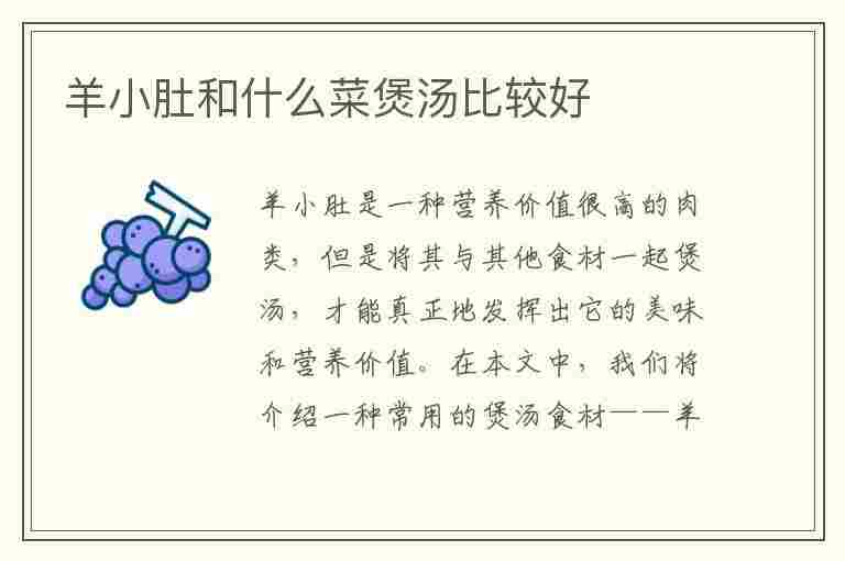 羊小肚和什么菜煲汤比较好(羊小肚和什么菜煲汤比较好喝)