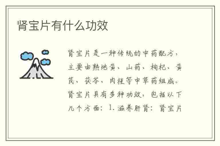 肾宝片有什么功效(肾宝片有什么功效与作用)