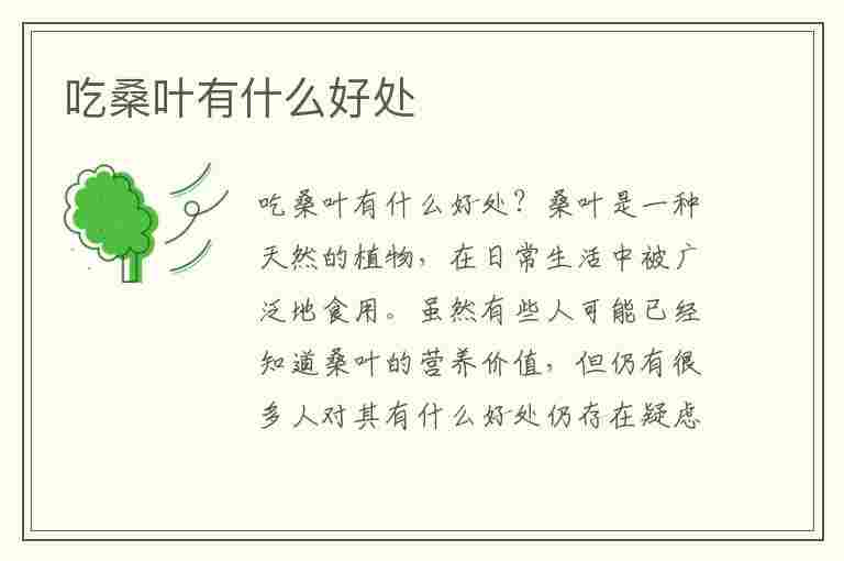 吃桑叶有什么好处(吃桑叶有什么好处有什么功效)